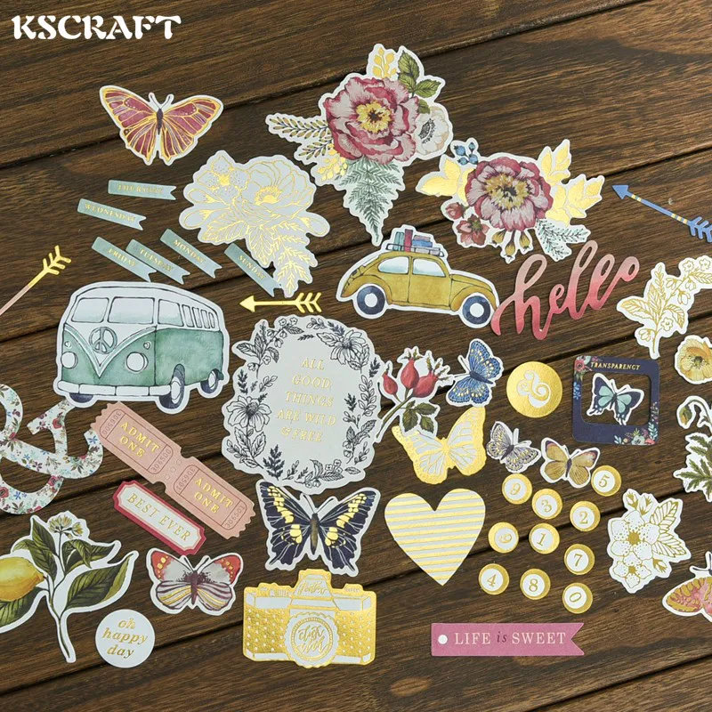 

KSCRAFT 50pcs Colorful Cardstock Die Cuts for Scrapbooking Happy Planner/Card Making/Journaling Project