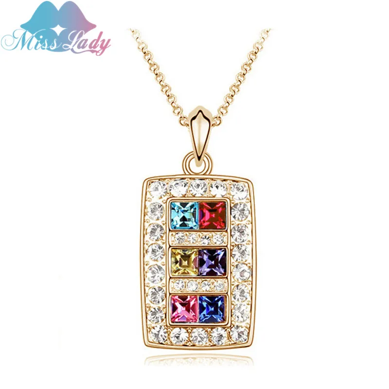 

Miss Lady Rose Gold color Rhinestone Crystal Luxury Queen Necklaces & Pendants Fashion Jewelry for women MLY4371/B37
