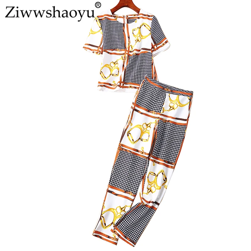 

Ziwwshaoyu Casual Sets O-Neck Short Top + empire Full Length temperament Slim Sets Spring and summer new women's