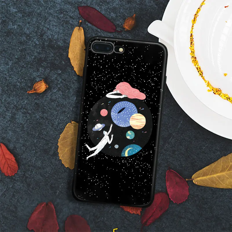 

Space lover Cartoon Drawing Coque Tpu Soft Silicone Phone Case Cover Shell For Apple IPhone 5 5s SE 6 6s 7 8 Plus X 10
