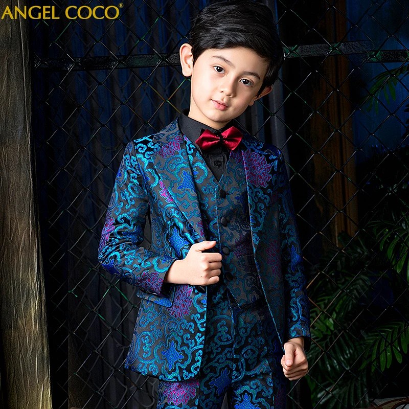 

2019 New Arrival Fashion Boys Kids 5PCS Blazers Wedding Boy Suits Infantil Costume Garcon Children Wedding Suits Clothing 14T