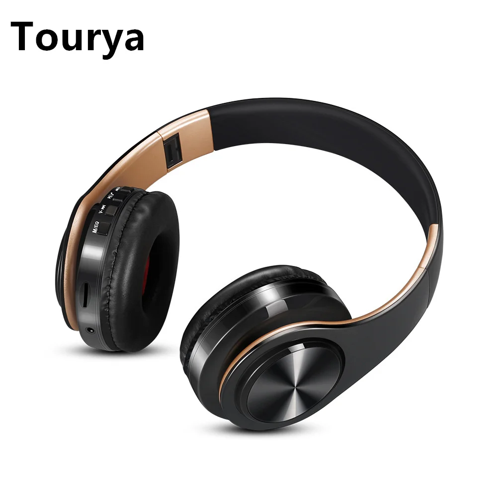

Tourya Wireless Headphones Bluetooth Headphone Foldable Headset Music Stereo Earphones With Microphone For PC mobile phone Mp3