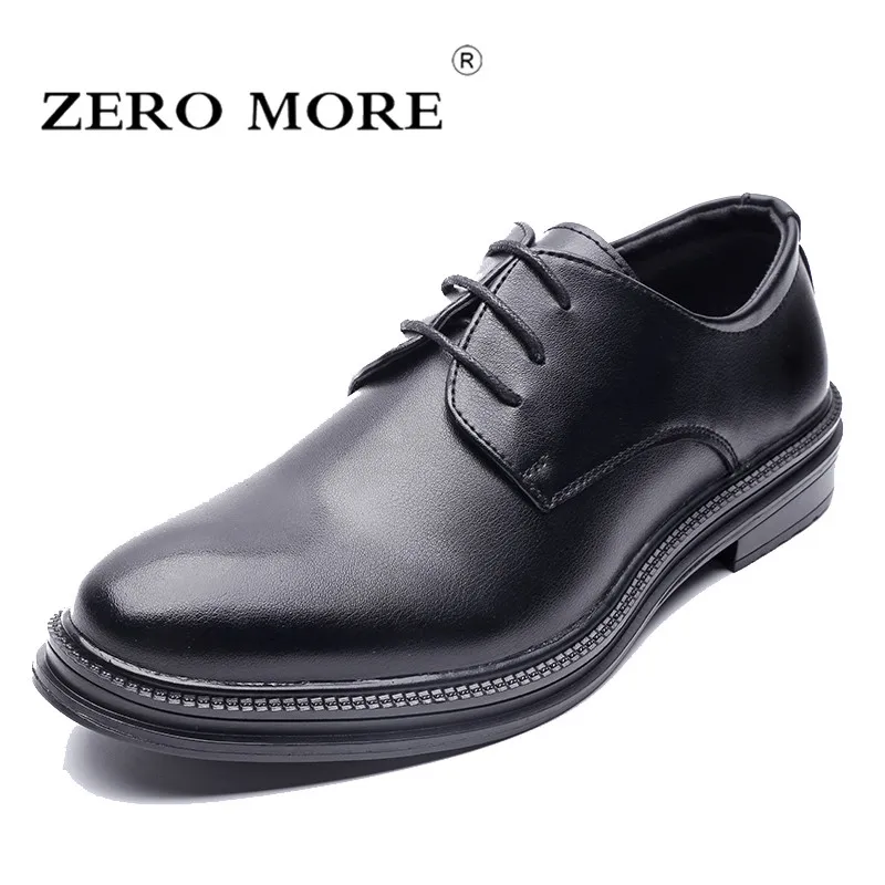 

ZERO MORE Mens Casual Shoes Hot Sale Fashion Soft PU Pointed Toe Formal Dress Shoes Men 2018 Lace Up Male Shoes Casual Office