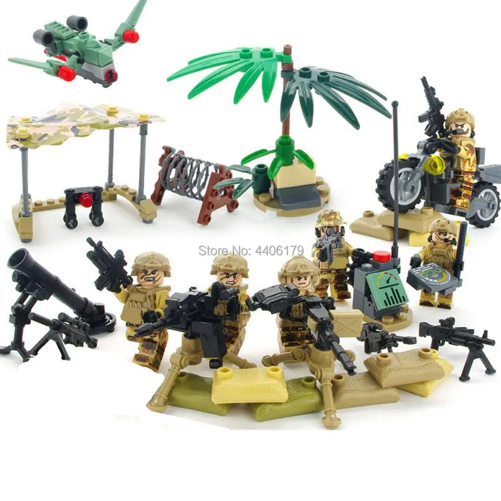 

compatible LegoINGlys military WW2 US Army delta Special forces war Building Blocks mini weapon figure brick toys for children