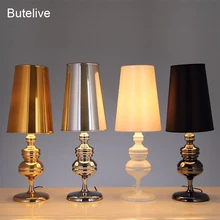 Современные охранные настольные лампы для гостиной, спальни, прикроватная лампа, настольная лампа, настольные лампы, золото, серебро, тафламп E27, штепсельная вилка США, 220 В, 110 В