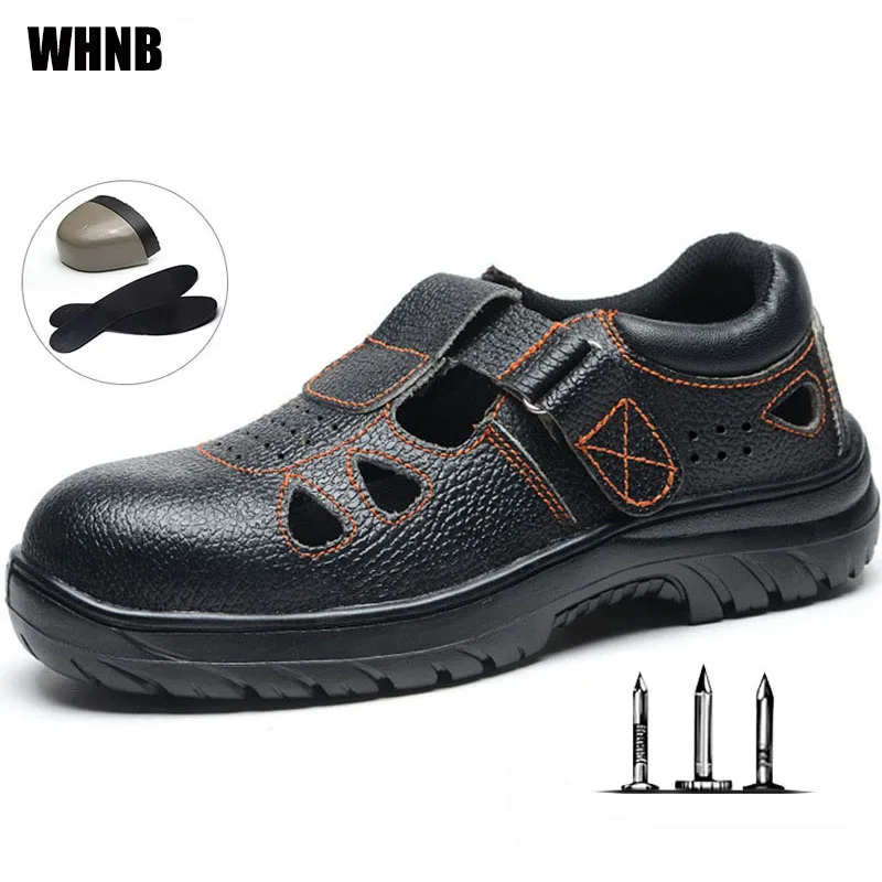 

Summer Men Labor Insurance Shoes New High Quality Leather Breathable Work Shoes Women Anti-smashing Anti-piercing Safety Shoes