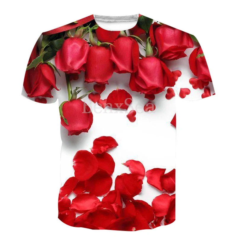 

BenXsea New Fashion Men/Women 3d T-shirts Printed Beautiful Rose Summer Cool Street Hip Hop Tees Shirts T Shirt