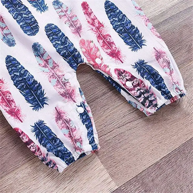 

Baby Boys Girls Rompers Girl Jumpsuit Cottons Suspender Sleeveless Feather Printed Onesie Baby Infant Toddler Clothes Outfits