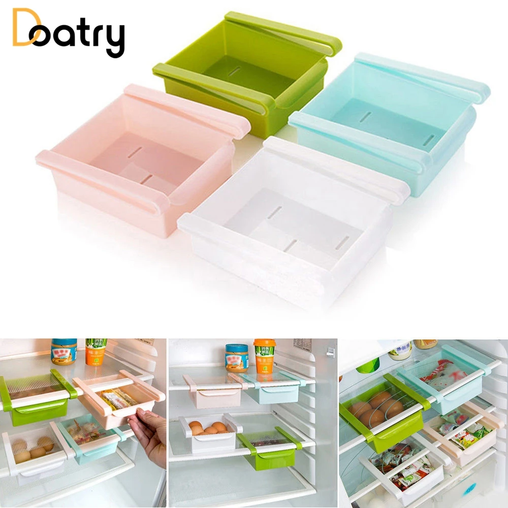 

Doatry Slide Fridge Storage Rake Freezer Food Storage Boxws Pantry Storage Space Saver Organizer Storage Rack Shelf Holder
