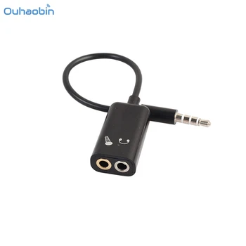 

Ouhaobin Popular Useful 3.5mm Stereo Splitter Audio Male to Earphone Headset + Microphone Adapter Black High Quality Sep4
