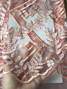 

High quality 3D hand-embroidered French Swiss mesh diamond lace Nigeria African gauze lace fabric for clothing gift 5 yards