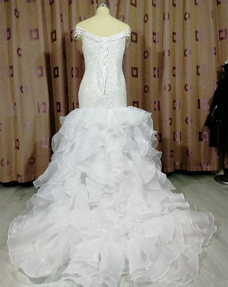 Новое свадебное платье русалки в африканском стиле с открытыми плечами, свадебное платье с бисером