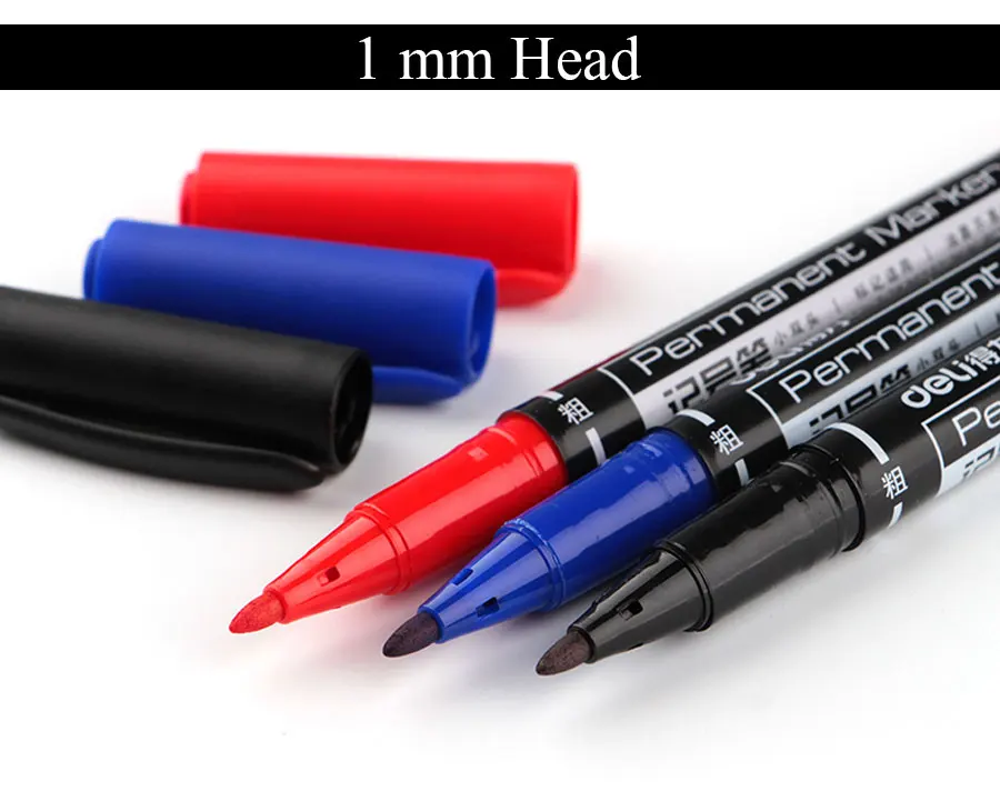 Deli 3 шт. цветные двухконцевые быстросохнущие перманентные масляные маркеры для тканевых шин, качественные водонепроницаемые ручки для рисования