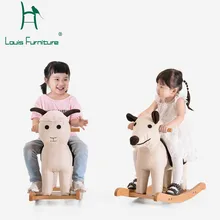 Модные детские стулья и табуреты в стиле Луи, лошадка-качалка, цельное дерево, животное, маленький ребенок, мультфильм, табурет, игрушка, троянская качалка, маленький