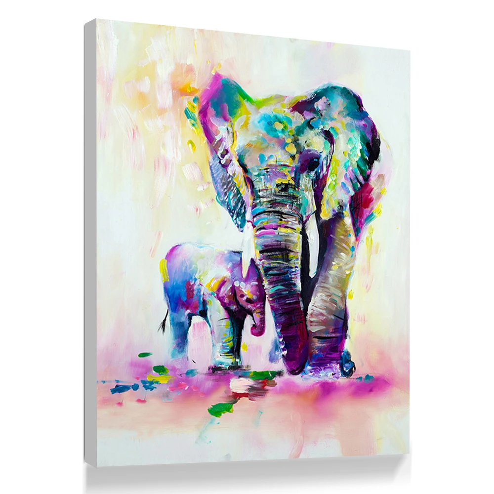 

Colorful Abstract Elephant Painting Canvas Posters and Prints Wall Art Painting cuadros decoracion salon Poster Pictures