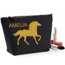 Пользовательские лошадь пони имена подружки невесты на свадьбу и день рождения подарок составляют косметический Сумки год подарки на свадьбу zipper