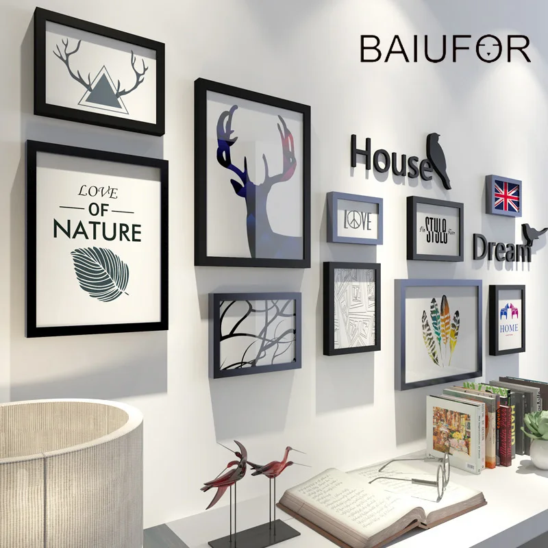 

BAIUFOR 10Pcs/set Photo Wooden Frame Picture Frame Family Collage Photo Frames,Wall Hanging Photo Picture Moldura Home Decor
