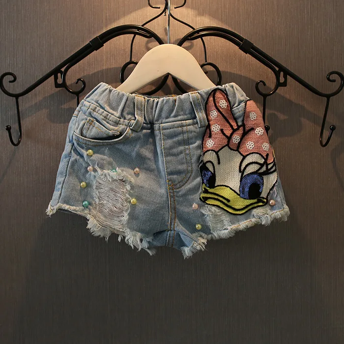 

2018 Summer Girl Jeans Cute Sequins Duck Shorts Denim Shorts