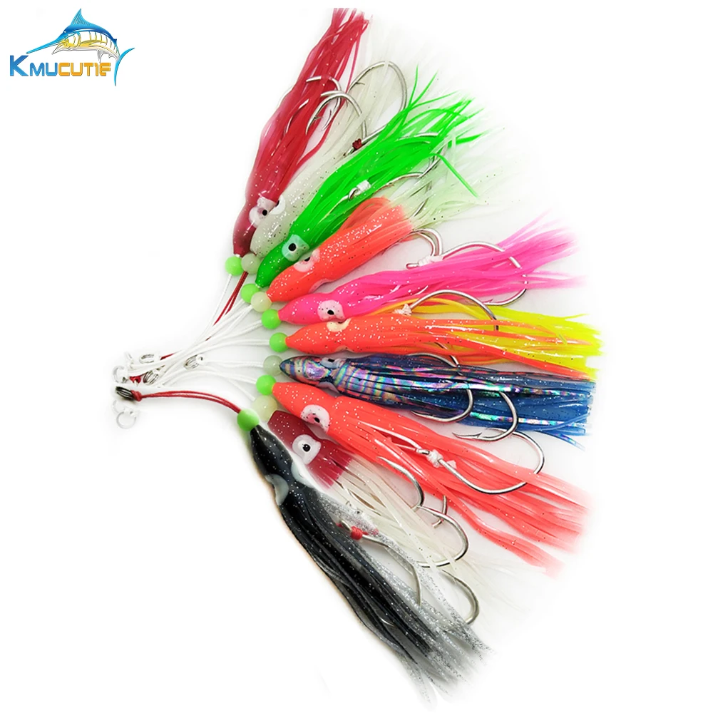 10pcs 12cm Soft Octopus Big Game Trolling Fishing Lures Squid Skirts