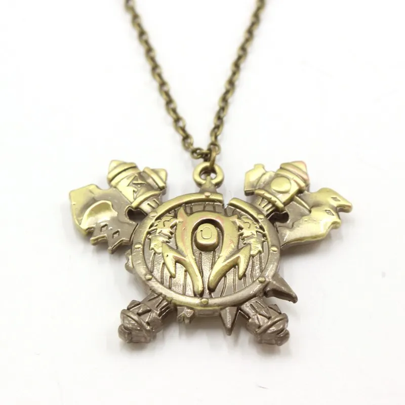 

Game World Of Warcraft Orcish Horde Pendant Necklace WOW Hearthstone Vintage Bronze Metal Symbol Chain Necklace For Women Mens