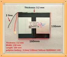 3 линия батарейка таблетка 32130160 8600 mah 3,8 V полимерный литий-ионный/литий-ионный аккумулятор для планшетных ПК батареи