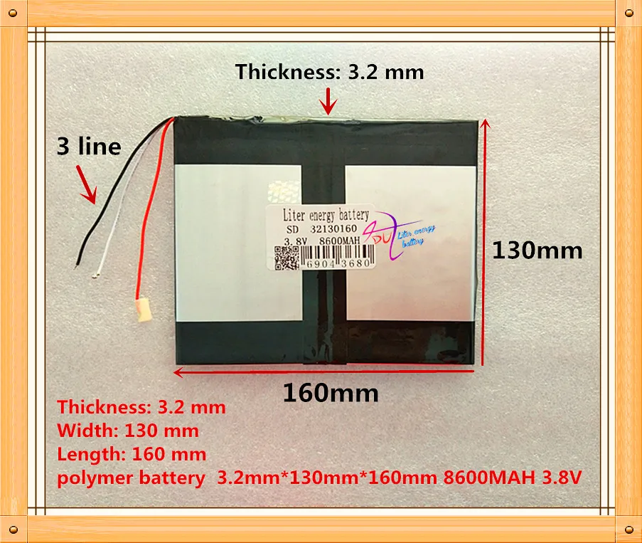 3 line The tablet battery 32130160 8600mah 3.8V Polymer lithium ion
