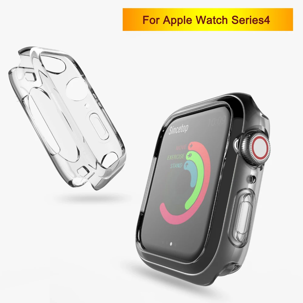 

2018 Silicone soft case For Apple Watch series 4 44mm 40mm TPU Protector Cases for Watch All-around Cover Ultra-thin Clear frame