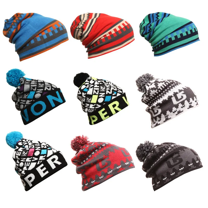 Snowbord Winter Warm Hats Ski Skating Caps Sports Beanies Knitting Wool