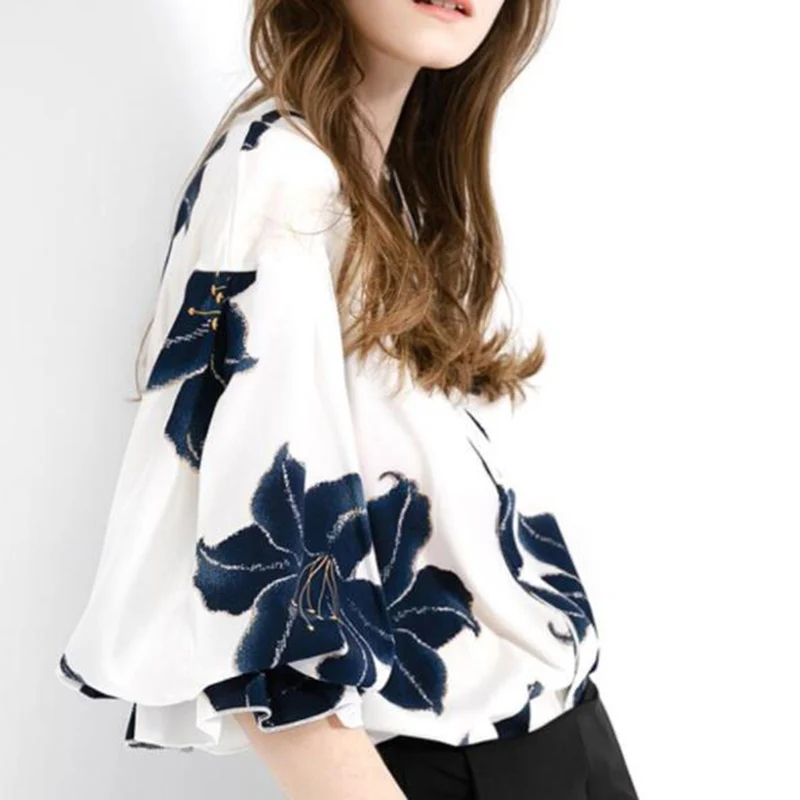 Print Chiffon Blouse Ladies Tops And Blouses 2019 Fashion Girl Clothing Plus Size Streetwear Cotton Loose Harajuku Summer