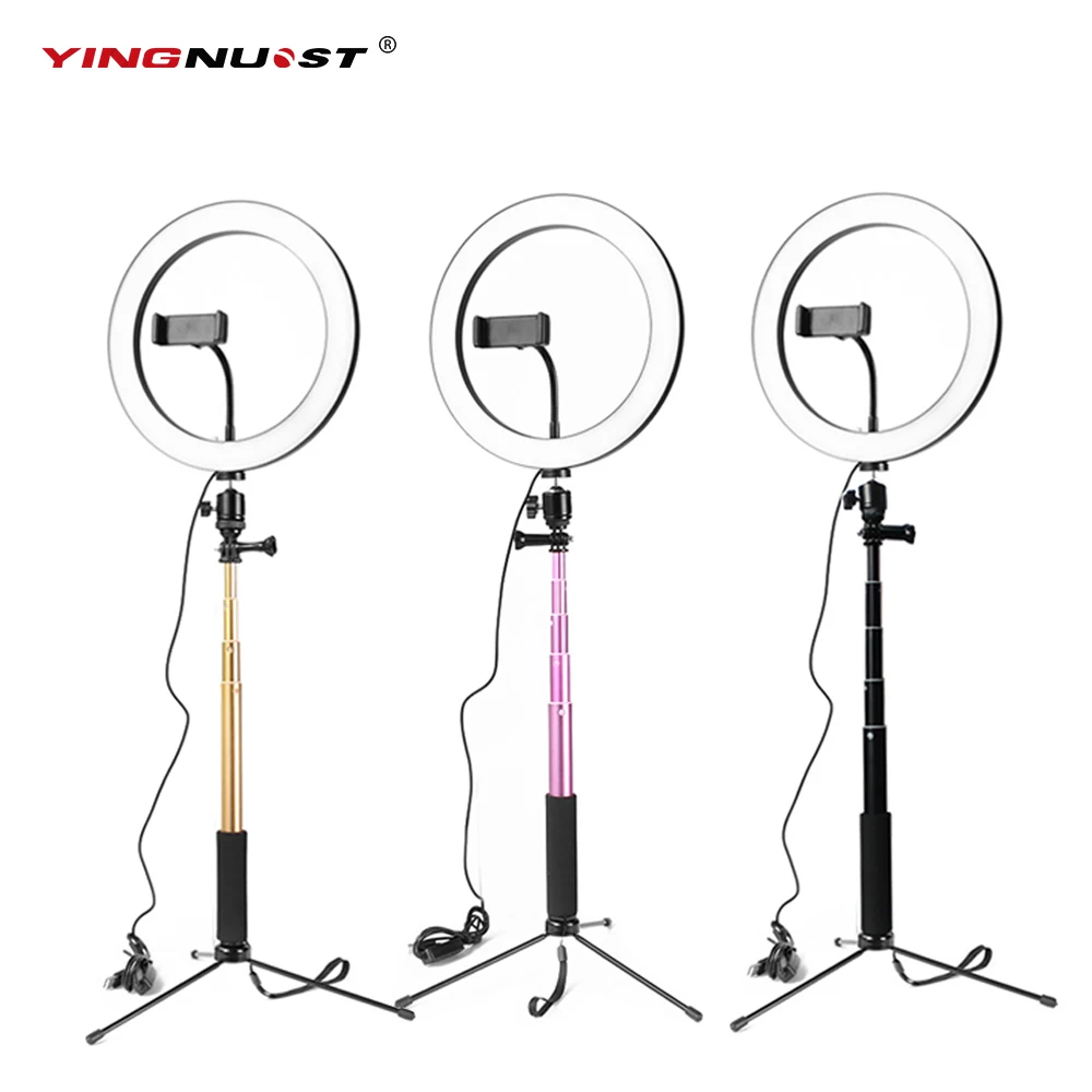 

26cm 10inch Dimmable LED Ring Light Tripod Kit 55-120cm working height for Youtube Video Makeup Live Streaming Fill Lamp Ring