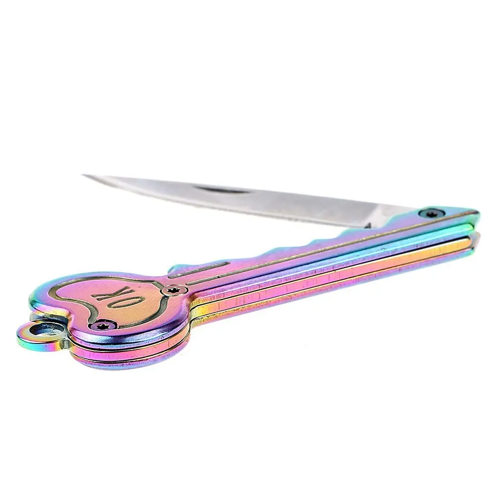 rainbow Мини-нож в виде ключа письмо лагерь Открытый брелок складной открытие Открыватель карманный посылка для выживания гаджет многофункциональный инструмент коробка для лезвий комплект - Цвет: rainbow