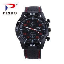 2016 New PINBO Brand Men Sports Quartz Watch Men Silicone Strap Military Wrist Watches Relogio Masculino Clock Hot Sale