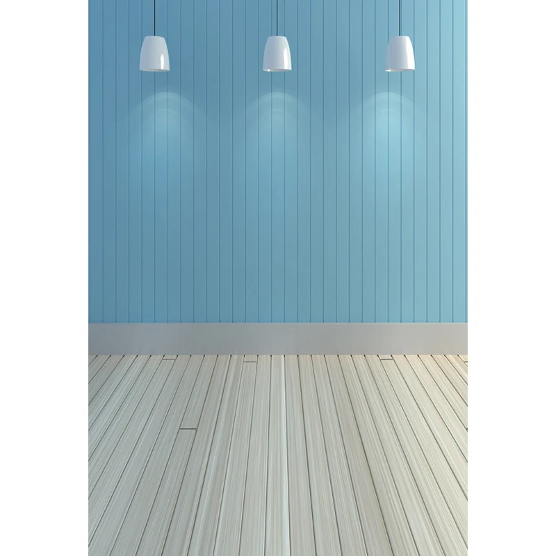 Vinyl Photography Background Blue Wooden Floor Computer
