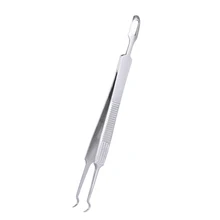 Зубная щетка с двумя головками и пинцет для удаления угрей Нержавеющая сталь прыщей иглы 2-в-1 для удаления черных точек прыщей зажим Пинцет экстрактор комедонов инструмент