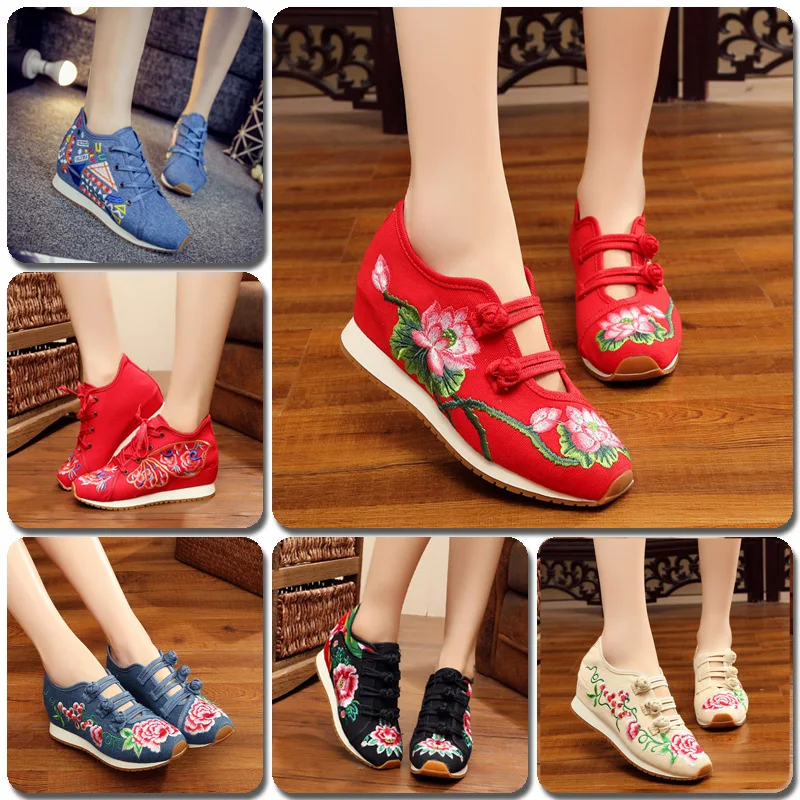 Kopen 2018 Lente Kasjmier Katoen Vrouwen Mode Flats Chinese Stijl Oude Peking Borduren Casual Canvas Nieuwe Studenten Verhoogde Schoenen