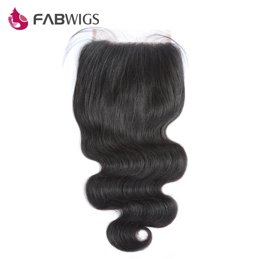 

Fabwigs 5x5 Body Wave Lace Closure with Baby Hair Brazilian Hair Closures Bleached Knots Remy Hair Piece Free Shipping