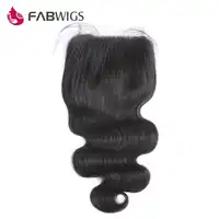 Fabwigs 5x5ร่างกายคลื่นลูกไม้ปิดด้วยเด็กผมบราซิลผมปิดฟอกนอตผมRemyชิ้นฟรีการจัดส่งสินค้า