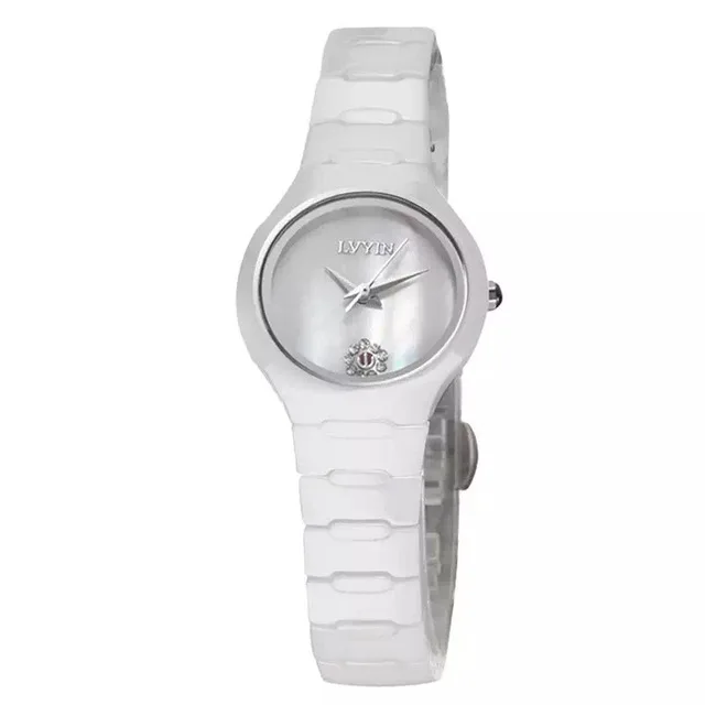 LVYIN Роскошные Кварцевые мужские и женские парные часы для влюбленных полностью керамические водонепроницаемые Модные наручные часы с календарем LY006 - Цвет: White Women