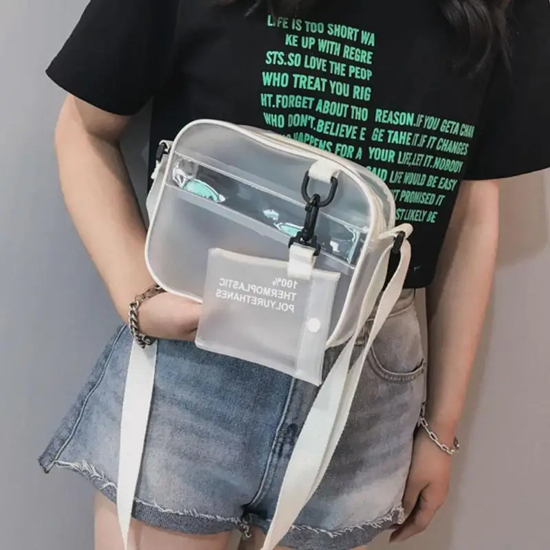 Summer 2 In 1 Bag Women Zipper Bags Designer 2019 Newest PVC Jelly Shoulder Bag Female White ...