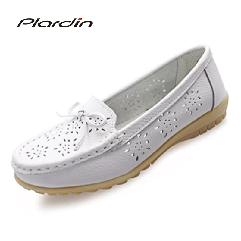 Vente Plardin Nouveau Découpes Véritable Chaussures En Cuir Plat Découpes Femmes Chaussures Ballerines Femmes Quatre Saisons Infirmière Bowtie Mocassins Appartements