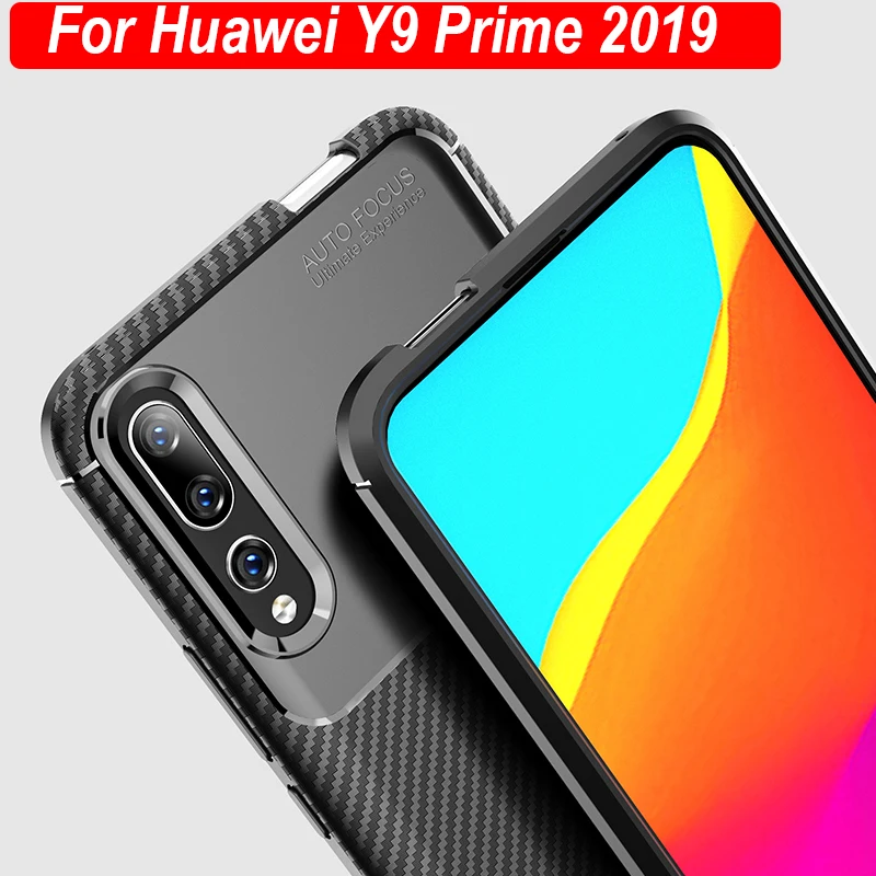 Armor Case For Huawei Y9 Prime 2019 Carbon Fiber Full Protection Soft silicone TPU Back Cover |