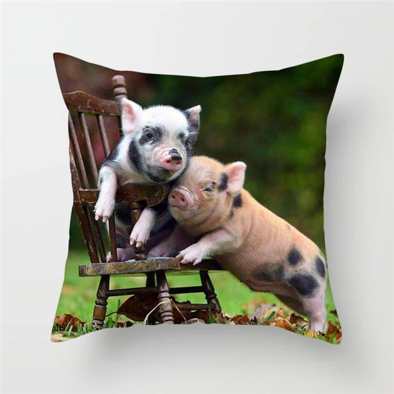 Fuwatacchi диванные подушки в виде животных, наволочка для подушки с изображением собаки и свиньи, наволочка для дивана, спальни, льняная наволочка, декоративные наволочки