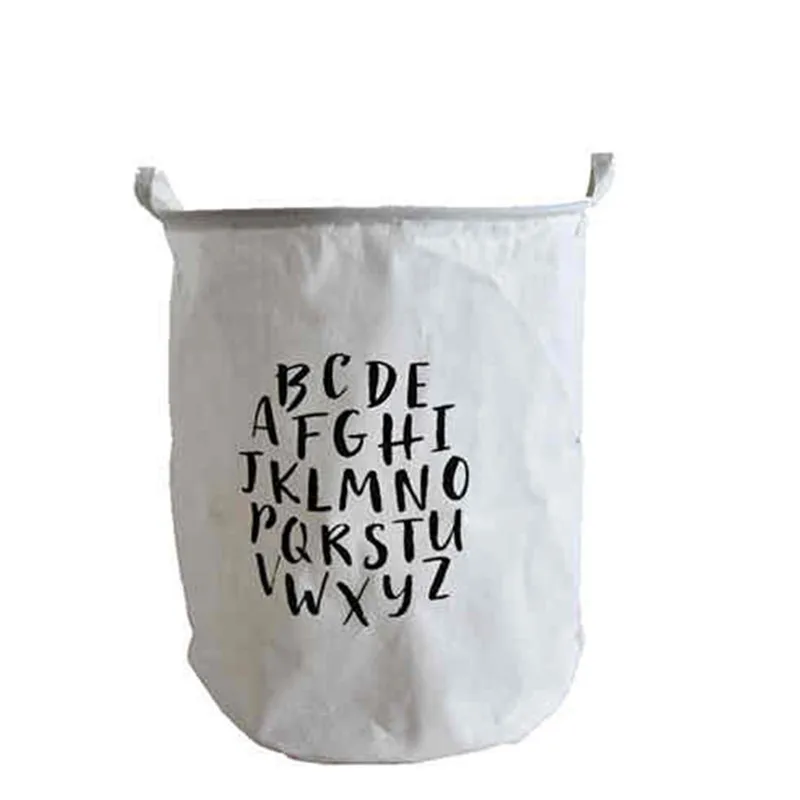 40*50 سنتيمتر كبيرة سلة الغسيل 2018 الحروف المطبوعة سلة للعب الأسود سلة الغسيل الملابس المنظم للطي سلة التخزين