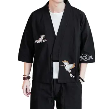 

Yfashion Fashion Retro Embroidery Shirt Coat Men Vintage Kimono Shirts Cardigan Tops Mens Clothes