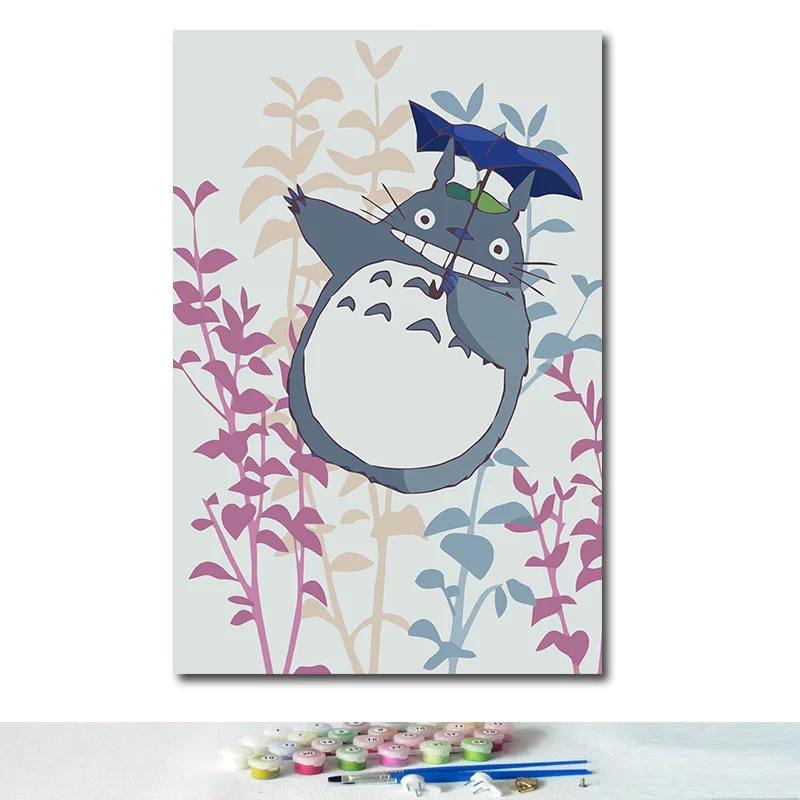 DIY картинки для раскраски по номерам с цветами Тоторо, Хаяо Миядзаки Аниме Картина Рисунок Картина в рамке дома - Цвет: 0344