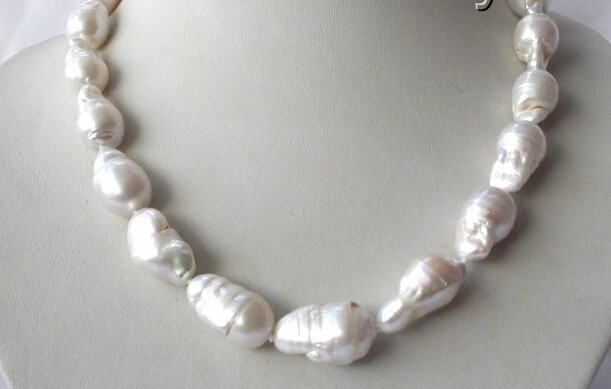 

RHJ00114 baroque white keshi reborn freshwater pearl necklace 14KGP (A0329)