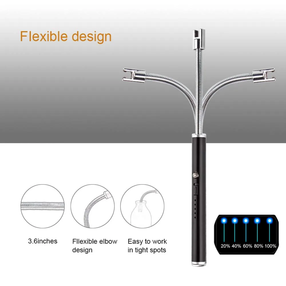 

360 Rotation USB rechargeable cigarette Lighters Long Kitchen Electronic Lighters Windproof Plasma Electric Novelty Lighter ARC
