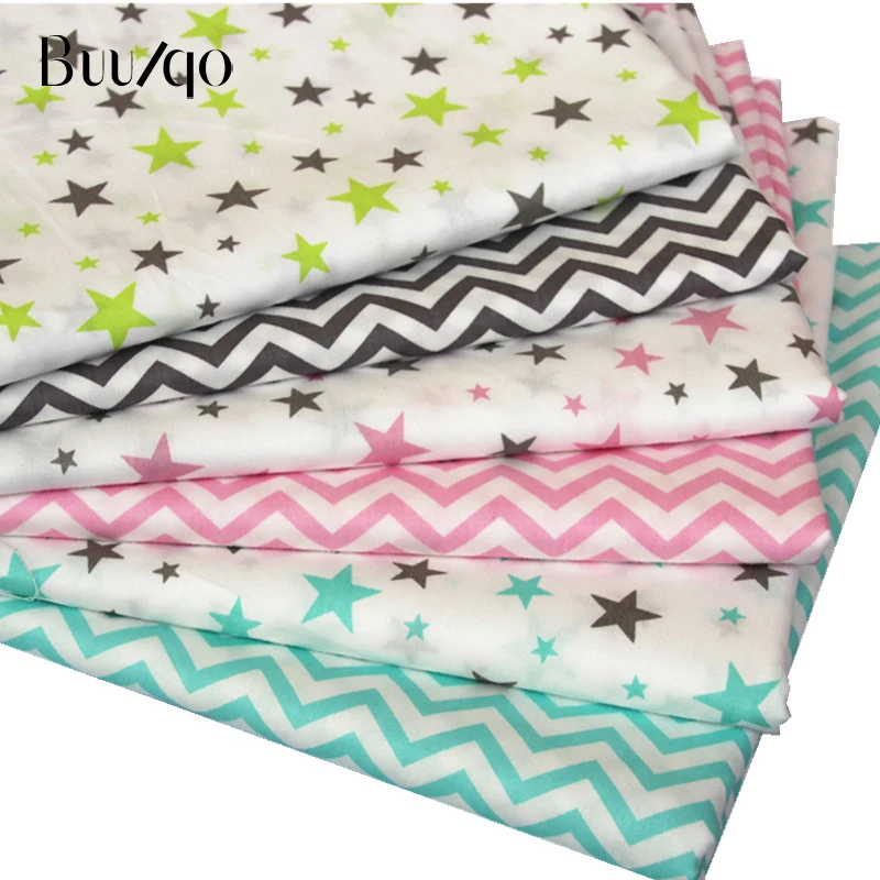 

50*160cm The Nordic cartoon star water waves Cotton twill garment fabric DIY bedding cloth Sewing patchwork quilting fabrics