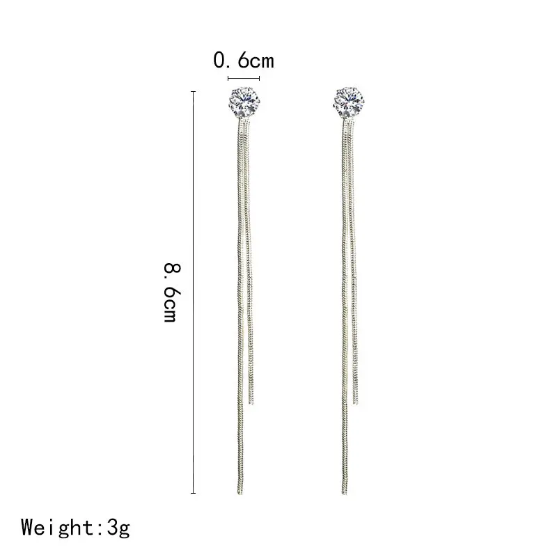2019 New fashion Silver Plated Dangle Hanging Gem Stone Rhinestone Long Drop Earrings For Women Tassel earrings Wedding Jewelry