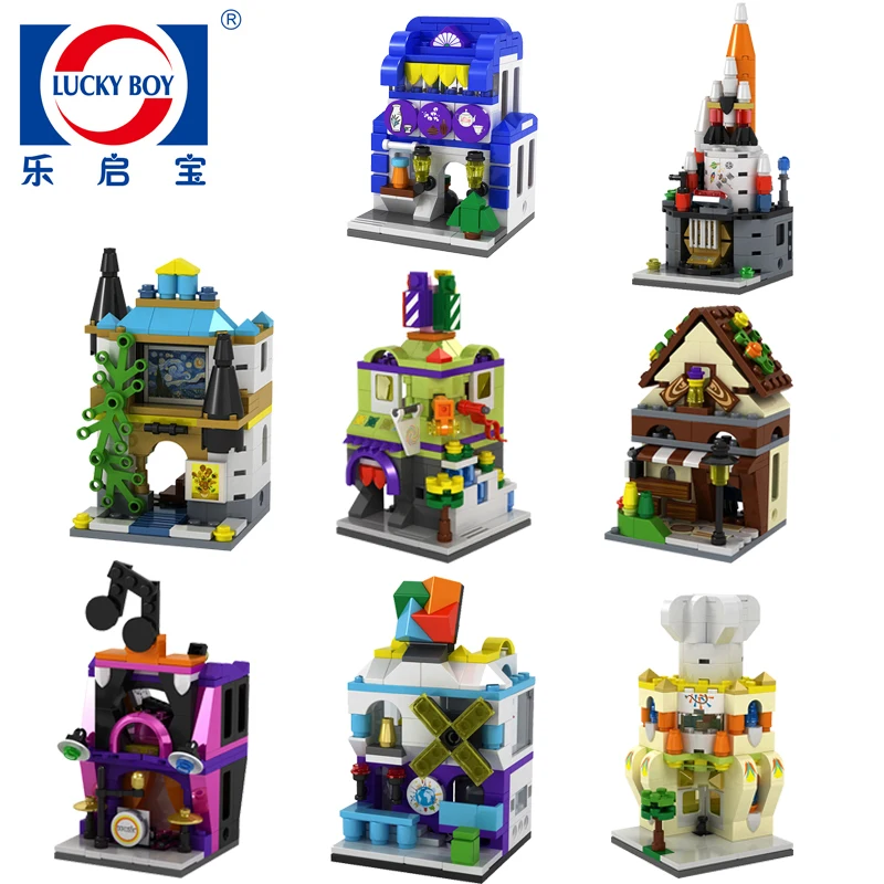 

LuckyBoy 2701 Street view series Mini City 9 models Intellectual toy For Children's Gift